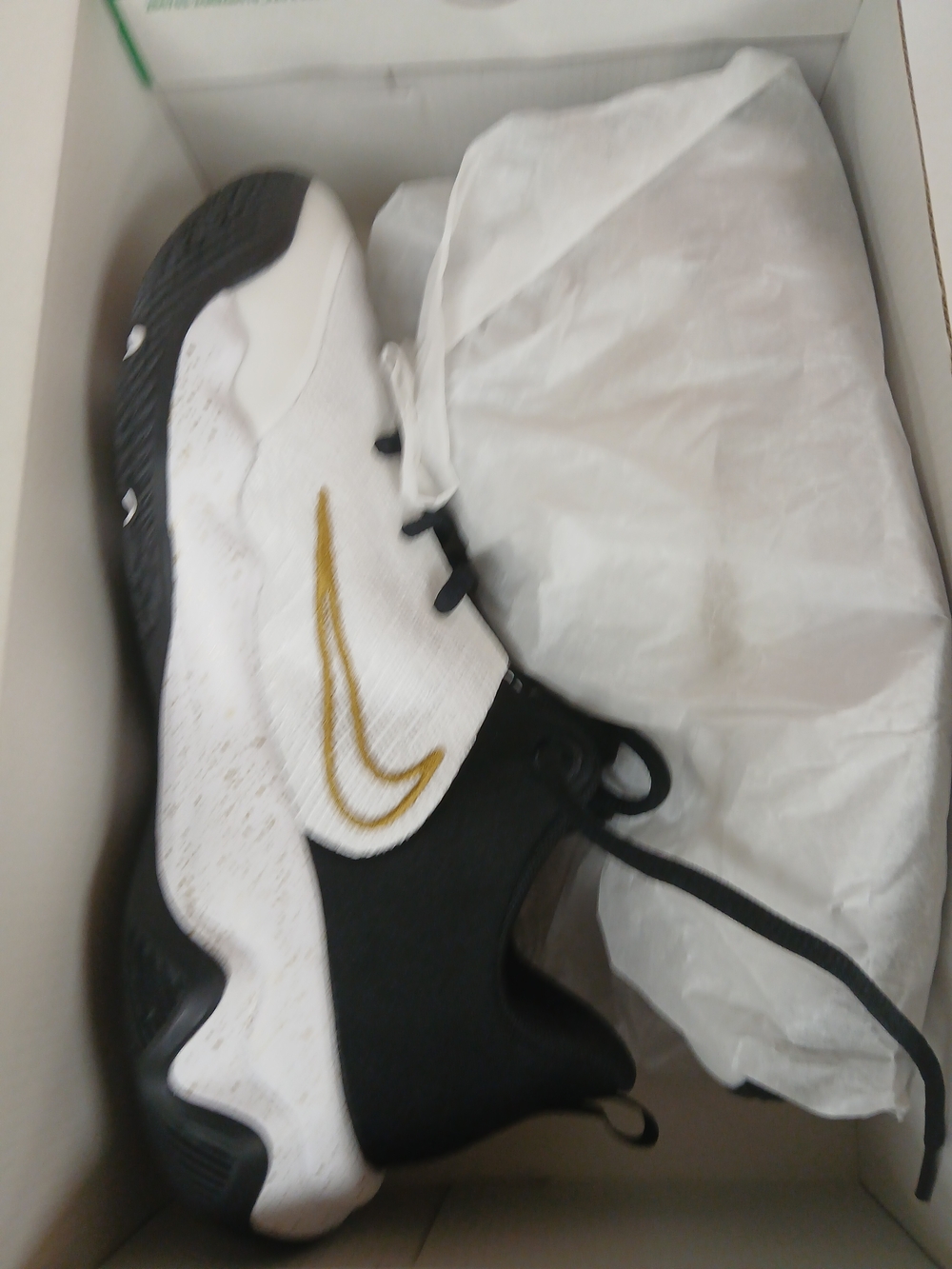 Nike Giannis Immortality White & Black Athletic Shoes with Gold Swoosh